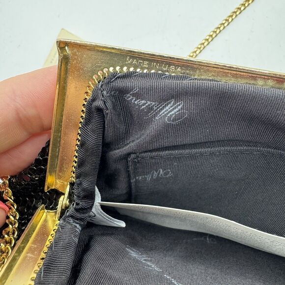 Whiting & Davis Vtg Black Mesh Evening Bag Rhinestone Chain Strap Formal NEW Tag - Picture 10 of 15